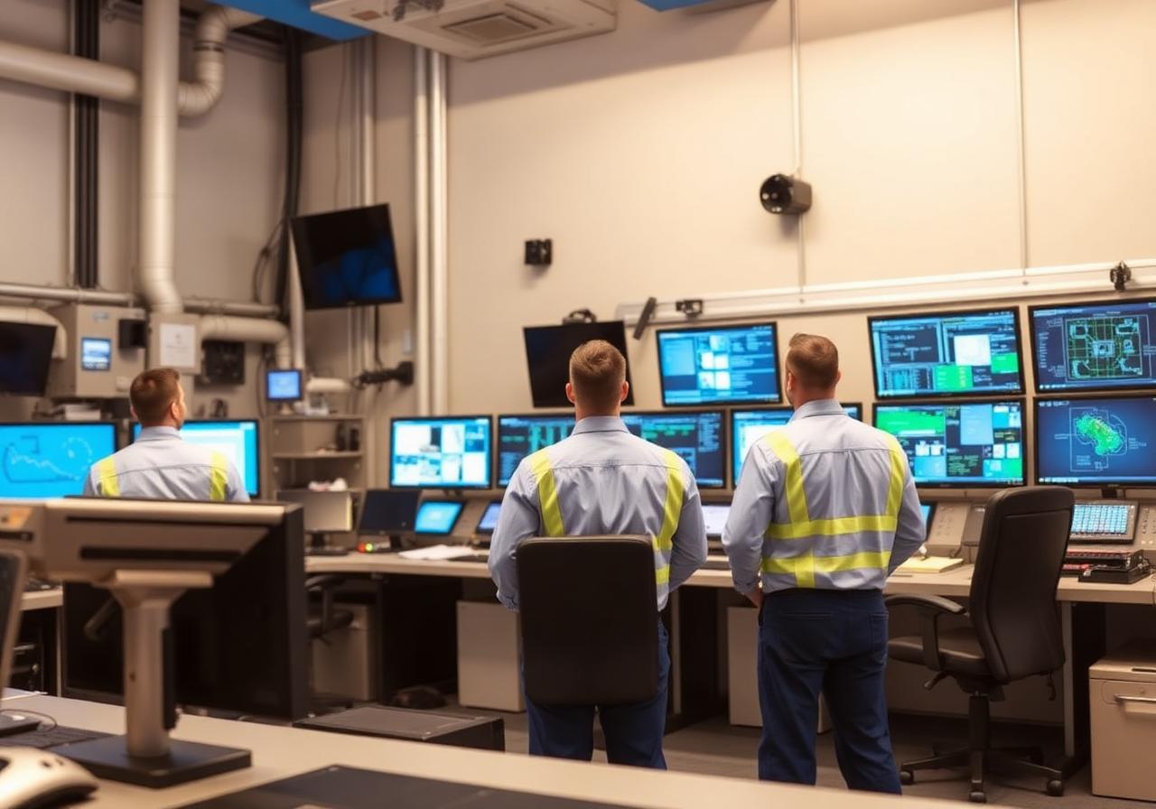 Elektrotechnik engineers in industrial control room